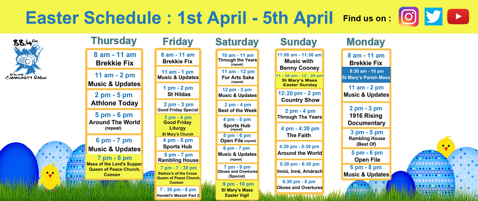 Easter Schedule – Athlone Community Radio